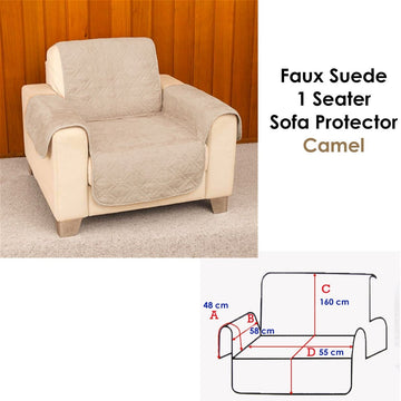 Faux Suede 1 Seater Sofa Protector Camel - RnR Galore