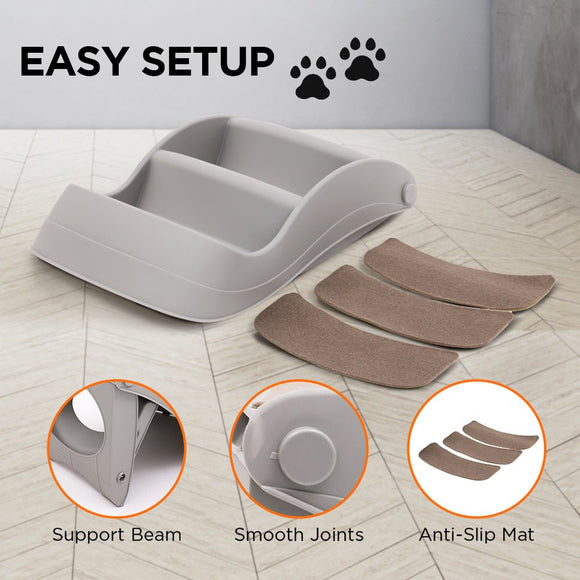 Furtastic Foldable Pet Stairs In Grey - 38cm Dog Ladder Cat Ramp - RnR Galore