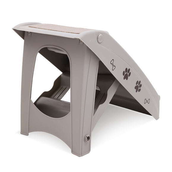Furtastic Foldable Pet Stairs in Grey - 50cm Dog Ladder Cat Ramp with Non - Slip Mat for Indoor and Outdoor Use - RnR Galore