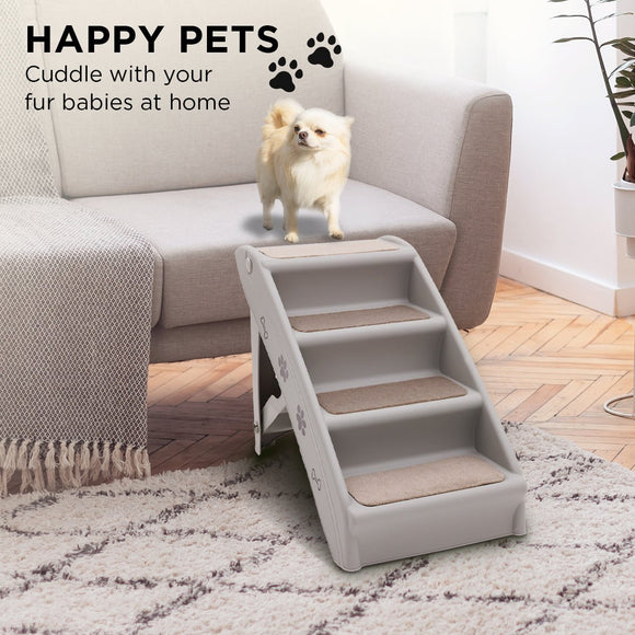 Furtastic Foldable Pet Stairs in Grey - 50cm Dog Ladder Cat Ramp with Non - Slip Mat for Indoor and Outdoor Use - RnR Galore
