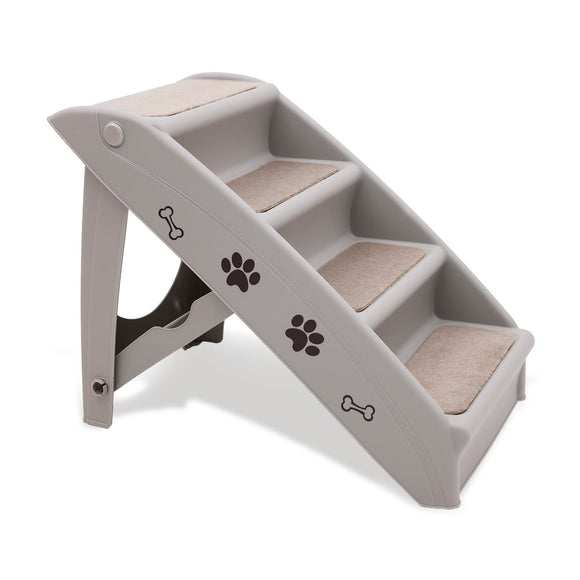 Furtastic Foldable Pet Stairs in Grey - 50cm Dog Ladder Cat Ramp with Non - Slip Mat for Indoor and Outdoor Use - RnR Galore