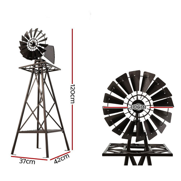 Garden Windmill 120cm Metal Ornaments Outdoor Decor Ornamental Wind Mill - RnR Galore