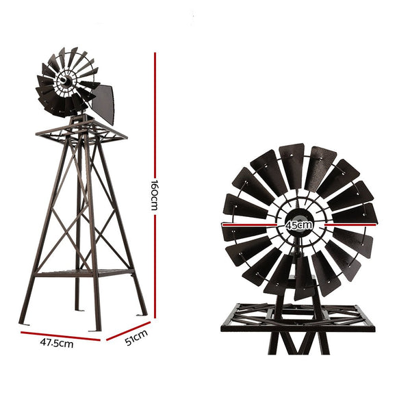 Garden Windmill 160cm Metal Ornaments Outdoor Decor Ornamental Wind Mill - RnR Galore