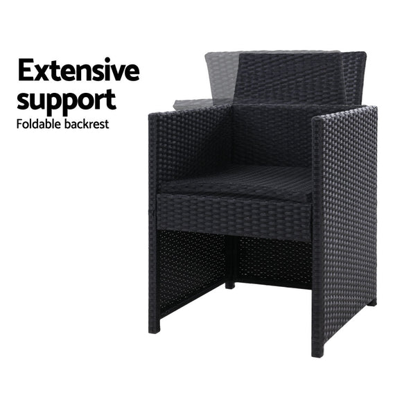 Gardeon 2PC Outdoor Dining Chairs Patio Furniture Wicker Garden Cushion Hugo - RnR Galore