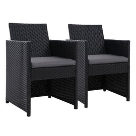Gardeon 2PC Outdoor Dining Chairs Patio Furniture Wicker Garden Cushion Hugo - RnR Galore