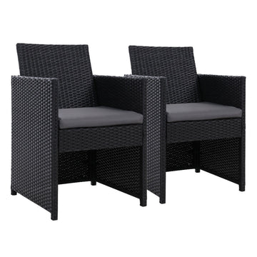 Gardeon 2PC Outdoor Dining Chairs Patio Furniture Wicker Garden Cushion Hugo - RnR Galore