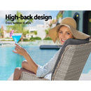 Gardeon 2PC Recliner Chairs Sun lounge Wicker Lounger Outdoor Furniture Adjustable Grey - RnR Galore
