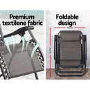 Gardeon 2PC Zero Gravity Chair Folding Outdoor Recliner Adjustable Sun Lounge Camping Beige - RnR Galore