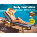 Gardeon 2x Sun Lounge Wooden Lounger Outdoor Furniture Day Bed Wheel Patio Grey - RnR Galore