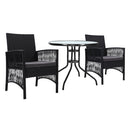 Gardeon 3PC Bistro Set Outdoor Furniture Rattan Table Chairs Cushion Patio Garden Lyra - RnR Galore