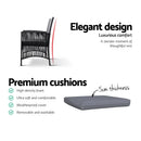 Gardeon 3PC Bistro Set Outdoor Furniture Rattan Table Chairs Cushion Patio Garden Lyra - RnR Galore