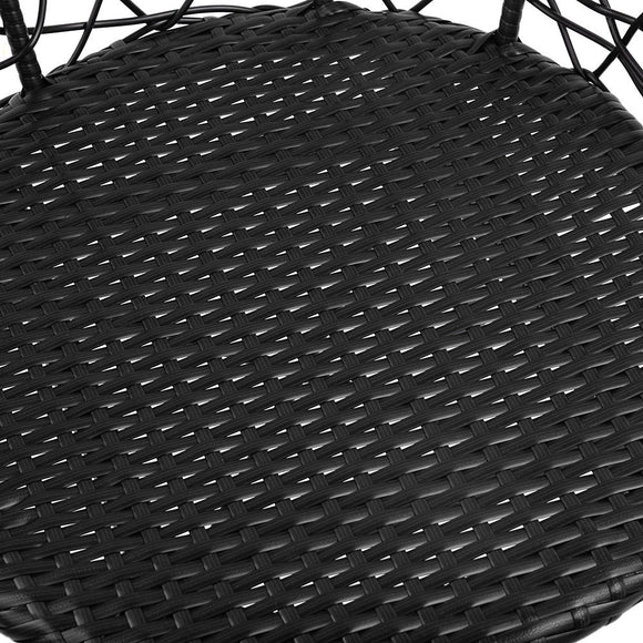 Gardeon 3PC Bistro Set Outdoor Furniture Rattan Table Chairs Patio Garden Cushion Black - RnR Galore