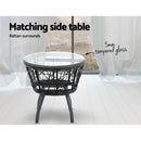 Gardeon 3PC Bistro Set Outdoor Furniture Rattan Table Chairs Patio Garden Cushion Black - RnR Galore
