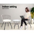 Gardeon 3PC Bistro Set Outdoor Furniture Rattan Table Chairs Patio Garden Cushion Grey - RnR Galore