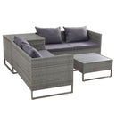 Gardeon 4 - Seater Outdoor Sofa Furniture Lounge Set Wicker Setting Grey - RnR Galore