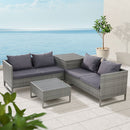 Gardeon 4 - Seater Outdoor Sofa Furniture Lounge Set Wicker Setting Grey - RnR Galore
