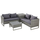 Gardeon 4 - Seater Outdoor Sofa Furniture Lounge Set Wicker Setting Grey - RnR Galore