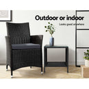 Gardeon Coffee Side Table Wicker Desk Rattan Outdoor Furniture Garden Black - RnR Galore