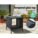 Gardeon Coffee Side Table Wicker Desk Rattan Outdoor Furniture Garden Black - RnR Galore