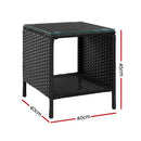 Gardeon Coffee Side Table Wicker Desk Rattan Outdoor Furniture Garden Black - RnR Galore