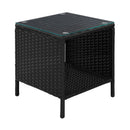 Gardeon Coffee Side Table Wicker Desk Rattan Outdoor Furniture Garden Black - RnR Galore