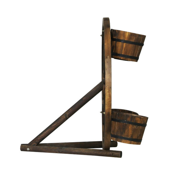 Gardeon Garden Decor Plant Stand Outdoor Ornament Wooden Wagon Wheel 80cm - RnR Galore