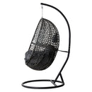 Gardeon Outdoor Egg Swing Chair Wicker Rattan Furniture Pod Stand Cushion Black - RnR Galore