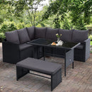 Gardeon Outdoor Furniture Dining Setting Sofa Set Lounge Wicker 8 Seater Black - RnR Galore