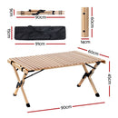 Gardeon Outdoor Furniture Wooden Egg Roll Picnic Table Camping Desk 90CM - RnR Galore