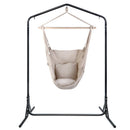 Gardeon Outdoor Hammock Chair with Stand Hanging Hammock with Pillow Cream - RnR Galore