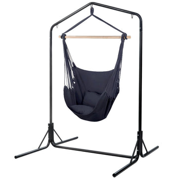 Gardeon Outdoor Hammock Chair with Stand Swing Hanging Hammock with Pillow Grey - RnR Galore