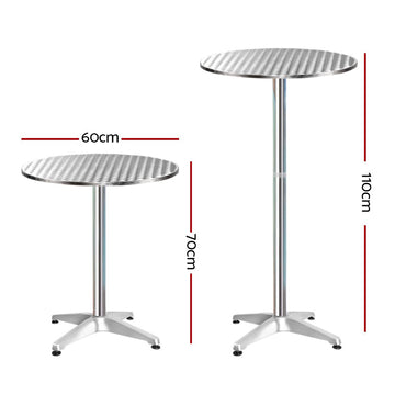 Gardeon Set of 2 Outdoor Bar Table Aluminium Round 70/110CM - RnR Galore