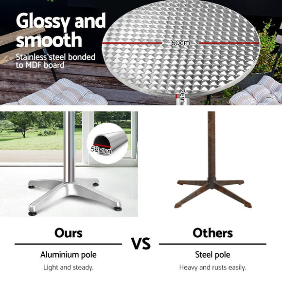 Gardeon Set of 4 Outdoor Bar Table Aluminium Round 70/110CM - RnR Galore
