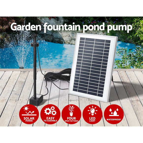 Gardeon Solar Pond Pump Submersible Water Fountain with Battery LED Lights 4.4FT - RnR Galore