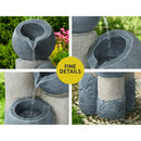 Gardeon Solar Water Feature Cascading Fountain 3 - Tier Pot LED Lights 76CM Grey - RnR Galore