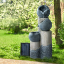 Gardeon Solar Water Feature Cascading Fountain 3 - Tier Pot LED Lights 76CM Grey - RnR Galore