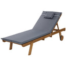 Gardeon Sun Lounge Wooden Lounger Outdoor Furniture Day Bed Wheels Patio Grey - RnR Galore