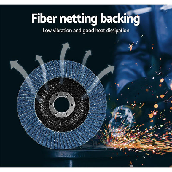 Giantz 100 PCS Zirconia Sanding Flap Disc 5’’ 125mm 80Grit Angle Grinding Wheel - RnR Galore