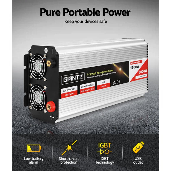 Giantz 1500W Puresine Wave DC - AC Power Inverter - RnR Galore