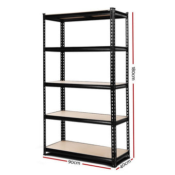 Giantz 1.8M Garage Shelving Warehouse Rack Pallet Racking Storage Shelve Black - RnR Galore