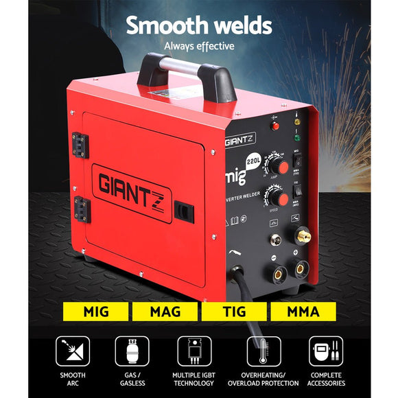 Giantz 220 Amp Inverter Welder MMA MIG DC Gas Gasless Welding Machine Portable - RnR Galore