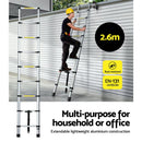 Giantz 2.6M Telescopic Ladder Aluminium Extension Extendable Steps Adjustable Height - RnR Galore