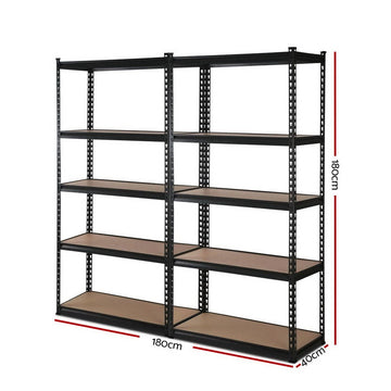 Giantz 2x1.8M Garage Shelving Warehouse Rack Pallet Racking Storage Shelve Black - RnR Galore