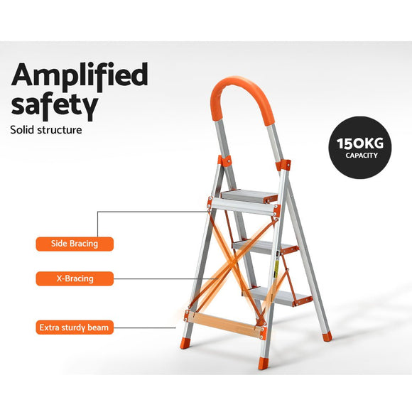 Giantz 3 Step Ladder Multi - Purpose Folding Aluminium Light Weight Non Slip Platform - RnR Galore