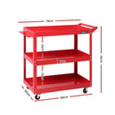 Giantz 3 - Tier Tool Cart Trolley Workshop Garage Storage Organizer Red - RnR Galore