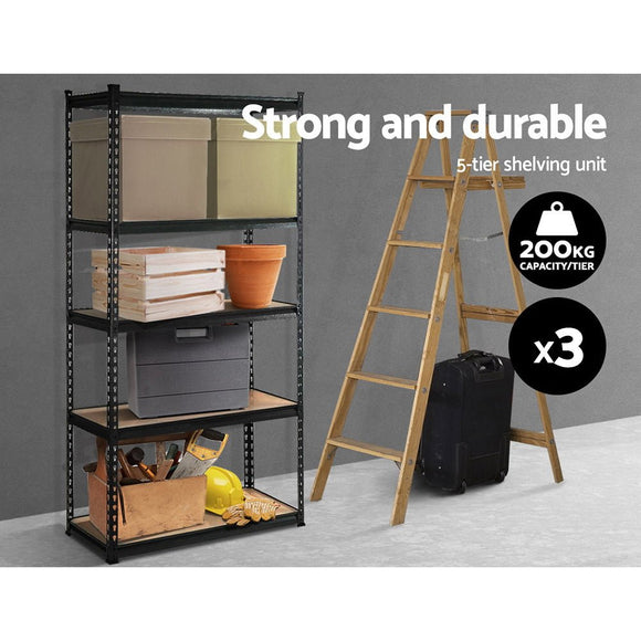 Giantz 3x1.8M Garage Shelving Warehouse Rack Pallet Racking Storage Shelve Black - RnR Galore