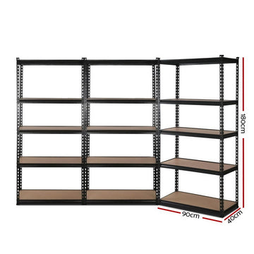 Giantz 3x1.8M Garage Shelving Warehouse Rack Pallet Racking Storage Shelve Black - RnR Galore
