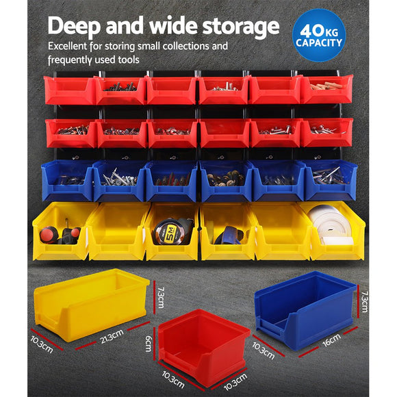 Giantz 48 Storage Bin Rack Wall Mounted Peg Board - RnR Galore
