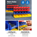 Giantz 48 Storage Bin Rack Wall Mounted Peg Board - RnR Galore