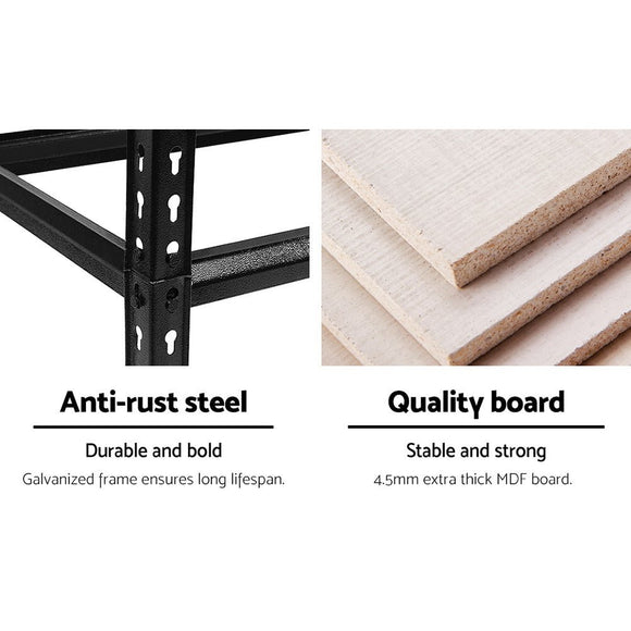 Giantz 5x1.5M Garage Shelving Warehouse Rack Pallet Racking Storage Shelve Black - RnR Galore